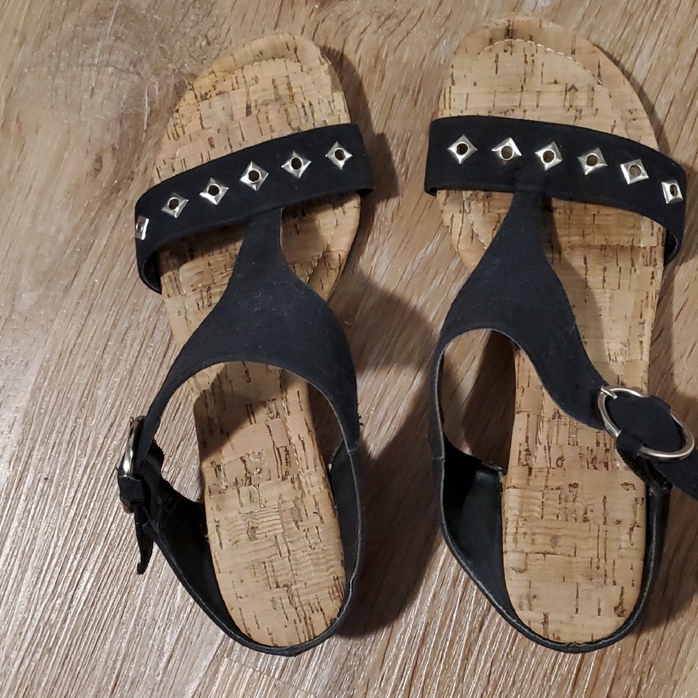 Rampage Black and Silver Sandals with Minimalist Design